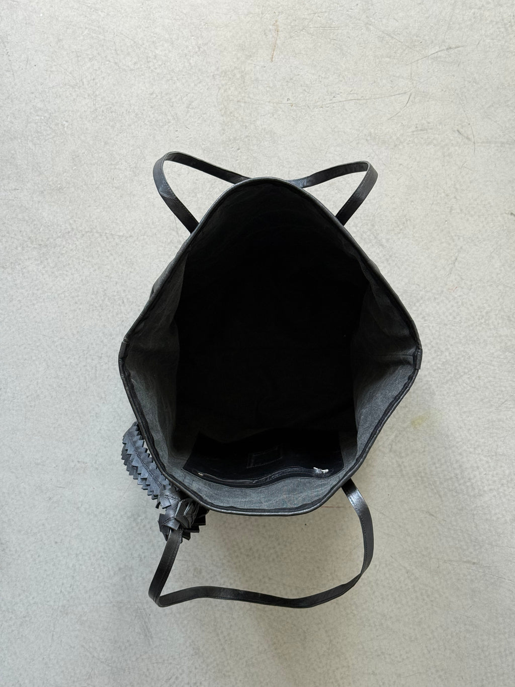 black leather tote bag