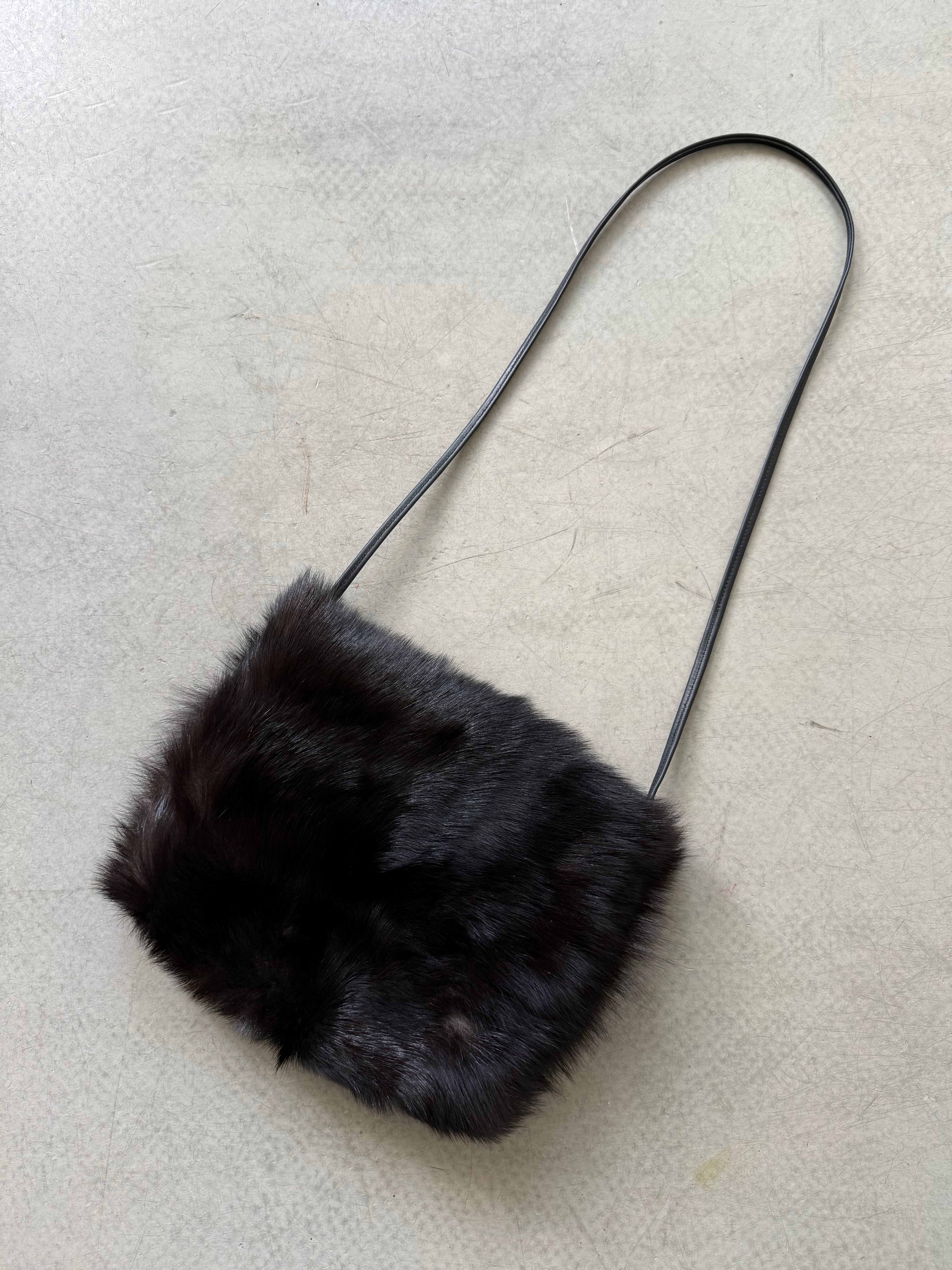 black fur crossbody bag