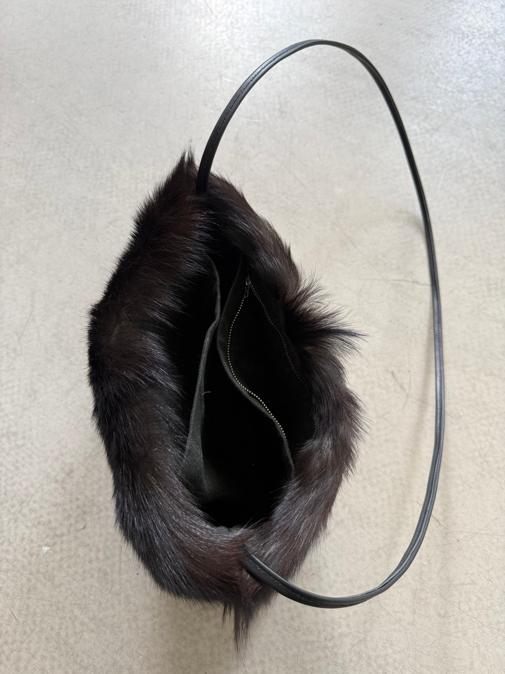 black fur crossbody bag