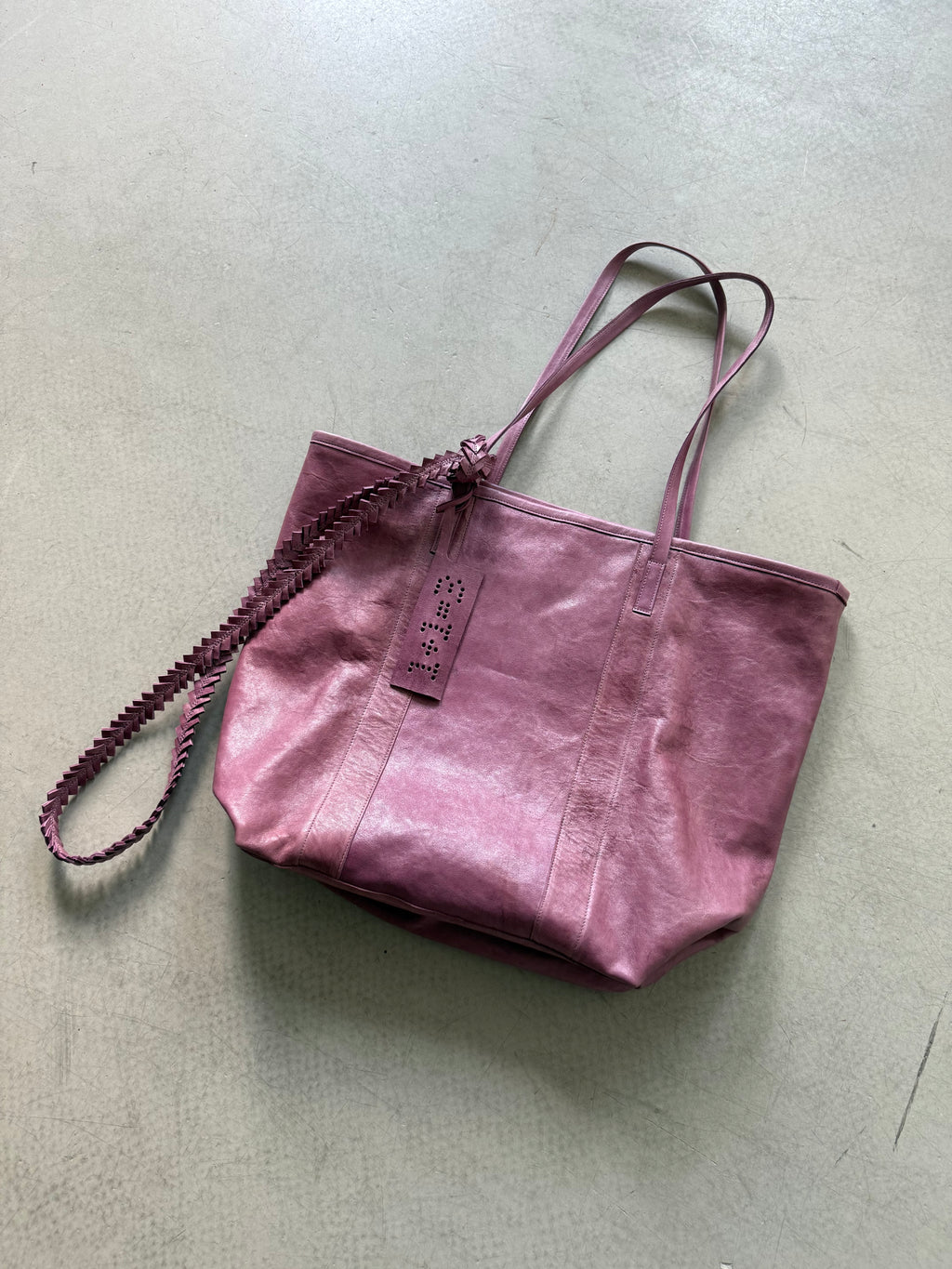 dirty sprite leather tote bag