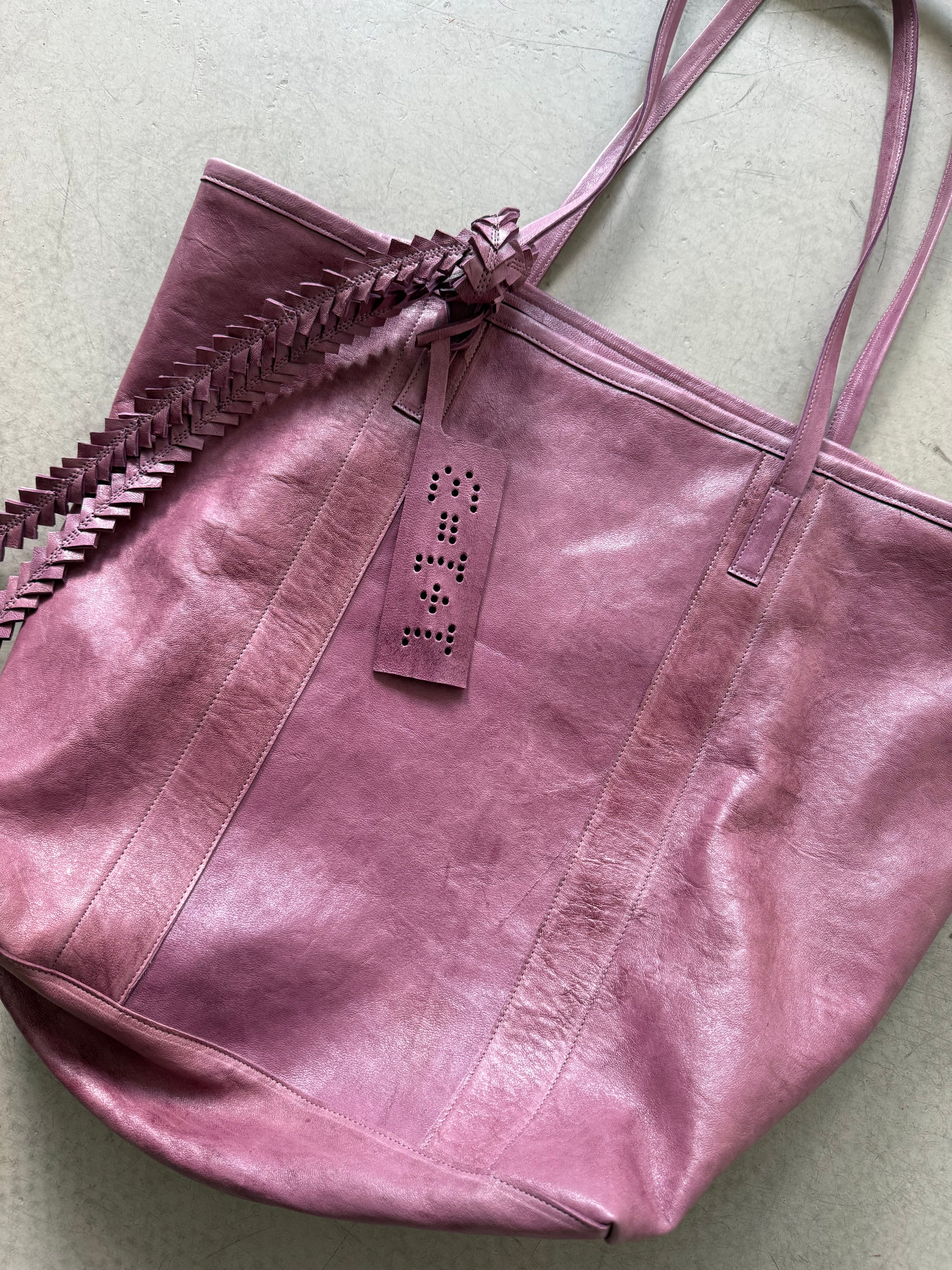 dirty sprite leather tote bag