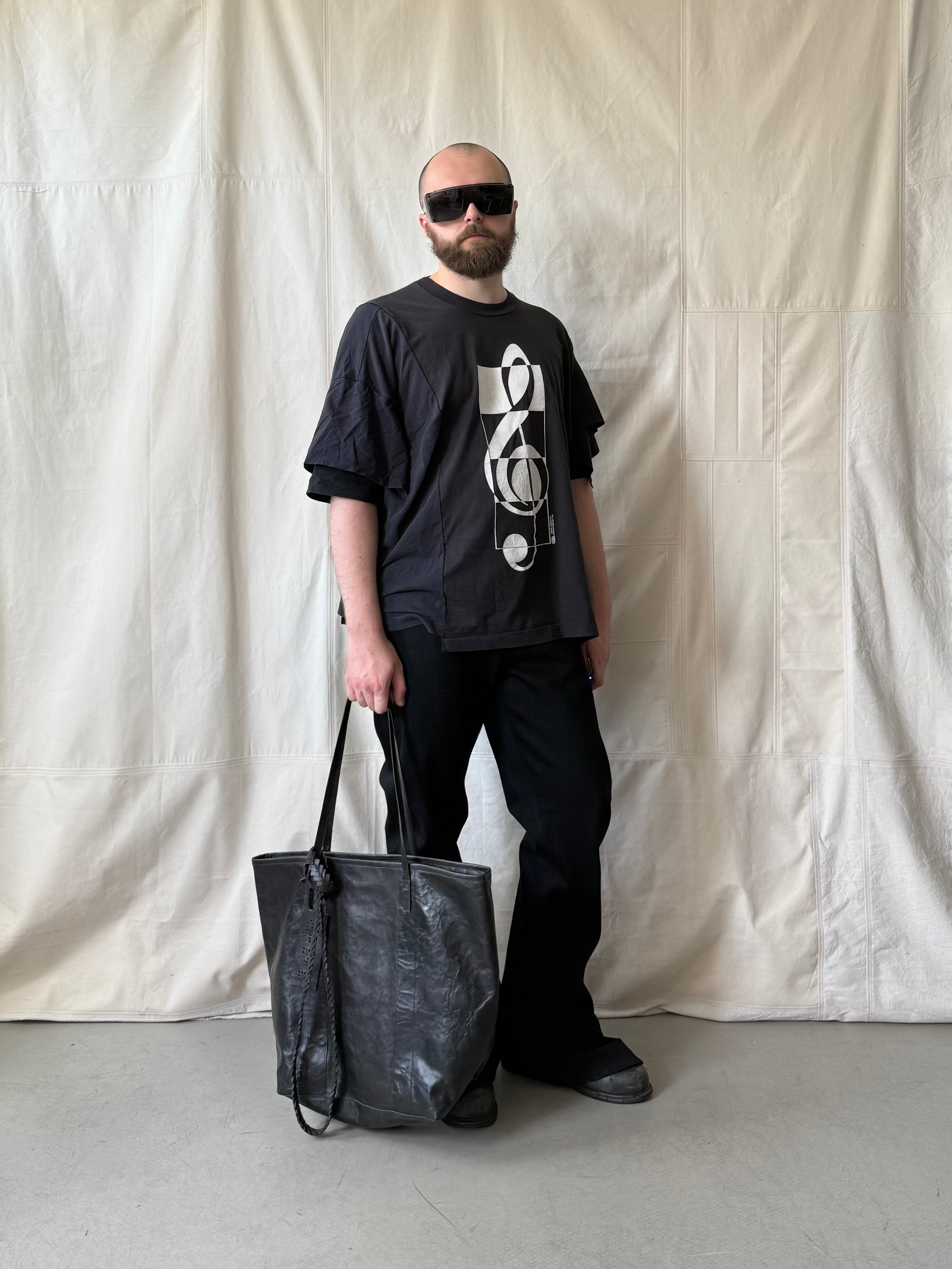 black leather tote bag